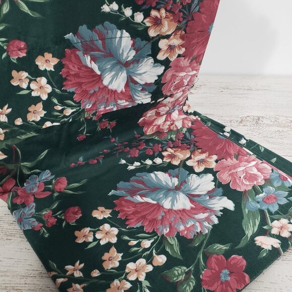 Croscill Granada Green & Pink Floral Valance Curtain  with Rod Pocket  88" X 17" - Picture 4 of 4